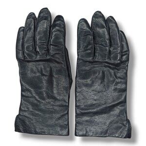 Vintage Women's Black Leather Gloves Fownes Size 7 Soft Lined